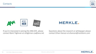 #SeeHer @MerkleCRM© 2017 Merkle. All Rights Reserved. Confidential51
Contacts
If you’re interested in joining the ANA AFE,...
