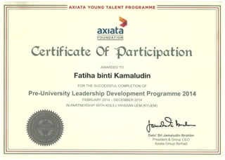 Axiata Certificate