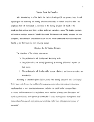 CapraTek Training Program Design | DOCX