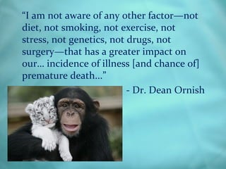 “I am not aware of any other factor—not
diet, not smoking, not exercise, not
stress, not genetics, not drugs, not
surgery—...