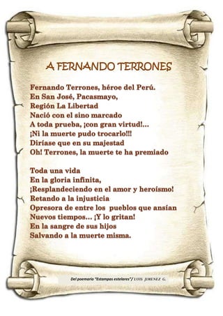 A FERNANDO TERRONES
Del poemario “Estampas estelares”/ LUIS JIMENEZ G.
 