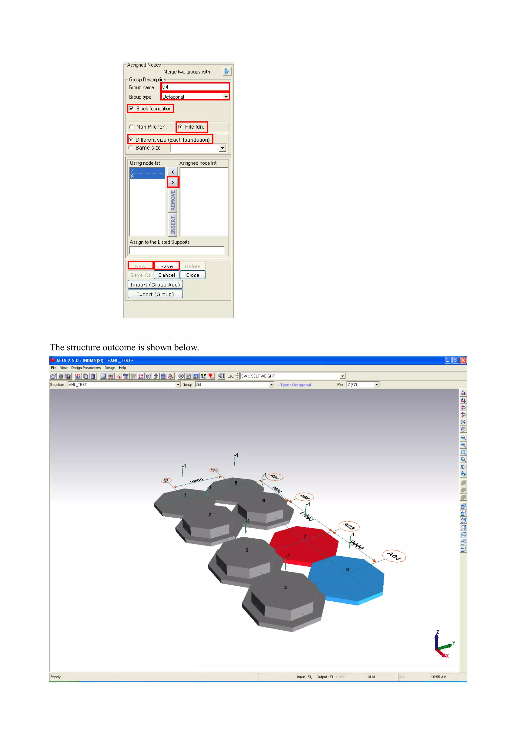 The structure outcome is shown below.
 