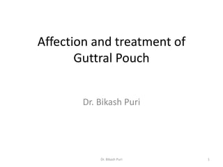 Affection and treatment of
Guttral Pouch
Dr. Bikash Puri
Dr. Bikash Puri 1
 