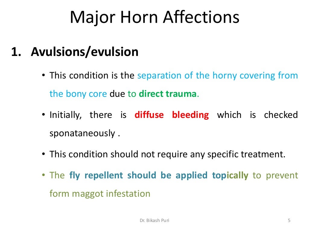 Affection of horn