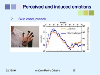 02/12/16 António Pedro Oliveira 15
Perceived and induced emotionsPerceived and induced emotions
 Skin conductance
 