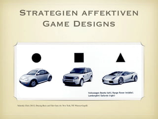 Strategien affektiven
Game Designs
Solarski, Chris (2012): Drawing Basics and Video Game Art. New York, NY: Watson-Guptill.
 