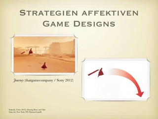 Strategien affektiven
Game Designs
Solarski, Chris (2012): Drawing Basics and Video
Game Art. New York, NY: Watson-Guptill.
Journey (thatgamecompany / Sony 2012)
 