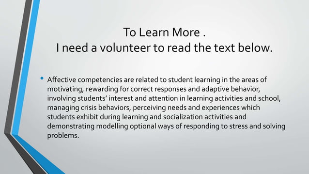 Affective learning competencies | PPTX | Education