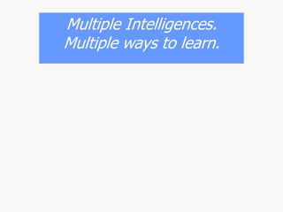 Multiple Intelligences.
Multiple ways to learn.
 