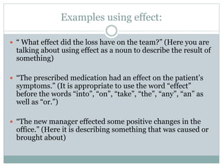 Affect vs. effect | PPTX