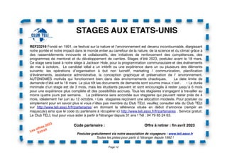 Page 12
STAGES AUX ETATS-UNIS
Offre à retirer : fin avril 2023
Code partenaire :
REF23219 Fondé en 1991, ce festival sur l...