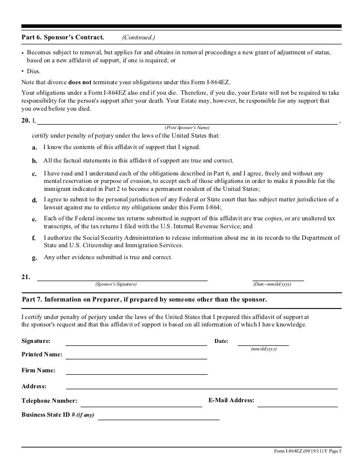 Affidavit of support