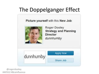The Doppelganger Effect

@rogerdooley
#AFD12 #Brainfluence

 