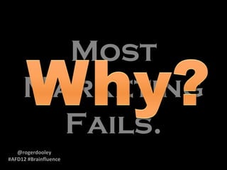 Most
     Marketing
       Fails.
   @rogerdooley
#AFD12 #Brainfluence
 