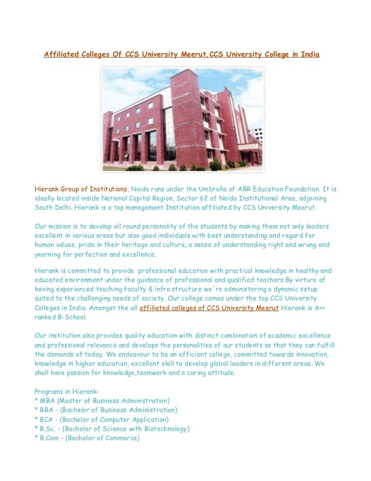 Affiliated colleges of ccs university meerut