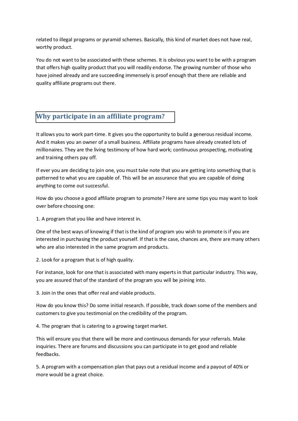 Affiliate marketing master plan