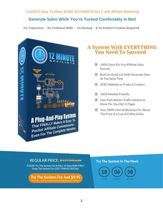 3
AFFILIATE MARKETING SUCCESS
TABLE OF CONTENTS
INTRODUCTION.................................................................