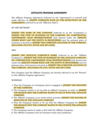 AFFILIATE PROGRAM AGREEMENT | PDF