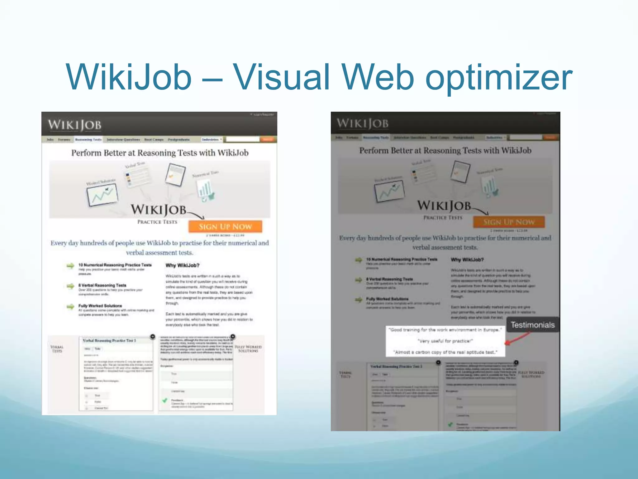 WikiJob – Visual Web optimizer