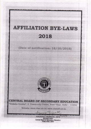 Affiliation bye-laws of CBSE