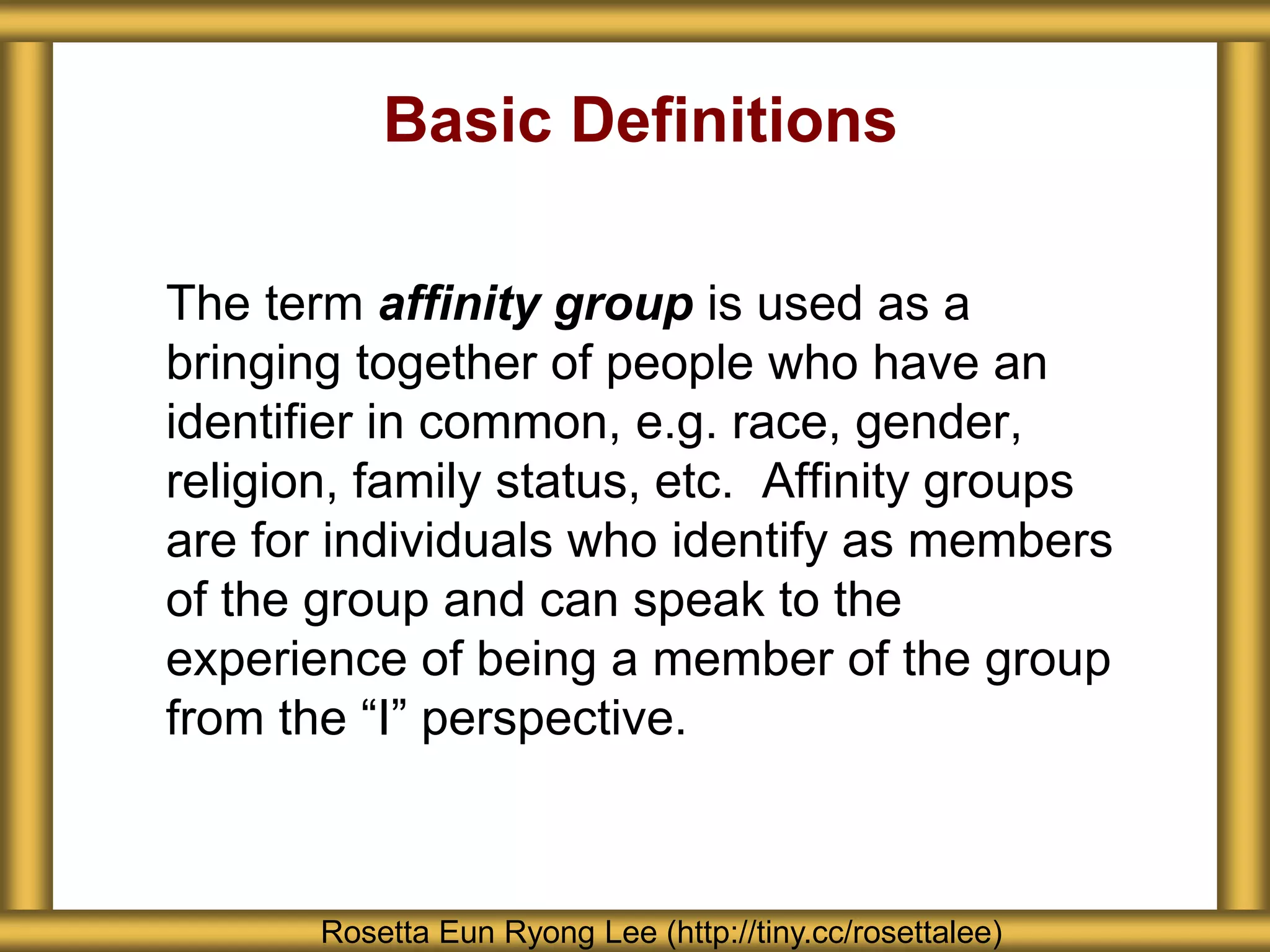 Affinity Groups. Examples Affinity Group Information Session | PPTX
