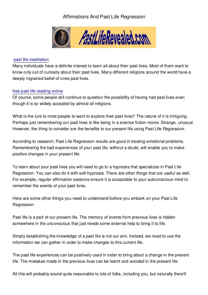 Knowing About Past Life Regression