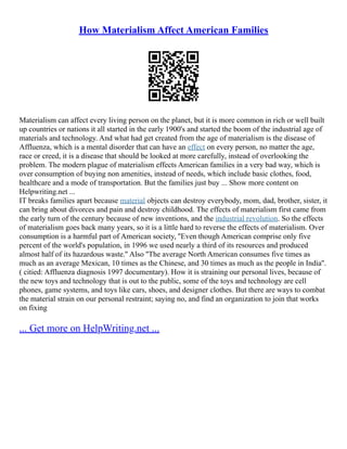Affluenza Sparknotes | PDF