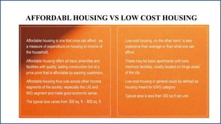 AFFORDABL HOUSING VS LOW COST HOUSING
 