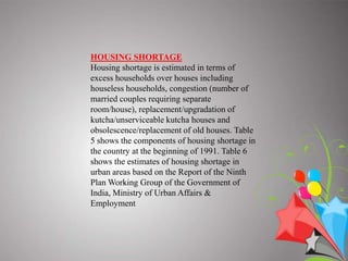 ConclusionWhile the basic necessities of life – food, clothing, and shelter – are increasingly becoming luxury and unaffordable, luxury items such as televisions, mobile phones, refrigerators, etcare become affordable! While we are often amazed at the progress our country has madewhen we see an auto rickshaw driver with a mobile phone, we fail to notice that he is stillliving in a slum-like dwelling.It is understandable that economic growth leads to rise in income but this has led to evenfaster rise in property prices leaving it unaffordable for majority of population. Affordablehousing is expected to have a positive by improving basic quality of life. Problems like trafficcongestion, air quality, commute times, etc. can be resolved by providing proper housingfacilities to the weaker sections of the society. While the concept of affordable housingseems to be a simple solution to current housing woes, its execution remains complicateddue to the unclear policy framework. To make affordable housing work in India, it wouldrequire “will” from all the stakeholders by slightly adjusting their interests towards a widersocial cause.