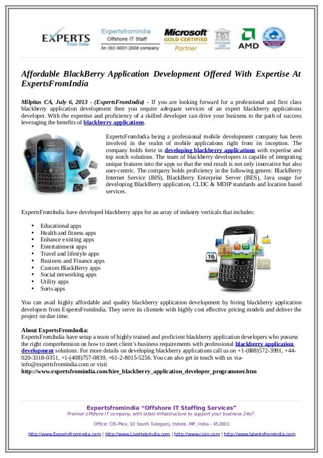 Affordable black berryapplicationdevelopmentatexpertsfromindia