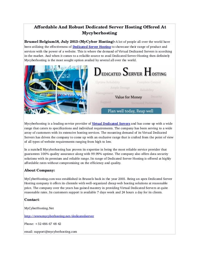 Affordable And Robust Dedicated Server Hosting Offered At Mycyberhost Images, Photos, Reviews