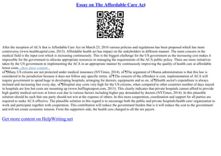 Affordable Care Act Literature Review | PPT