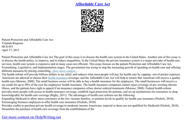Affordable Care Act Literature Review | PPT