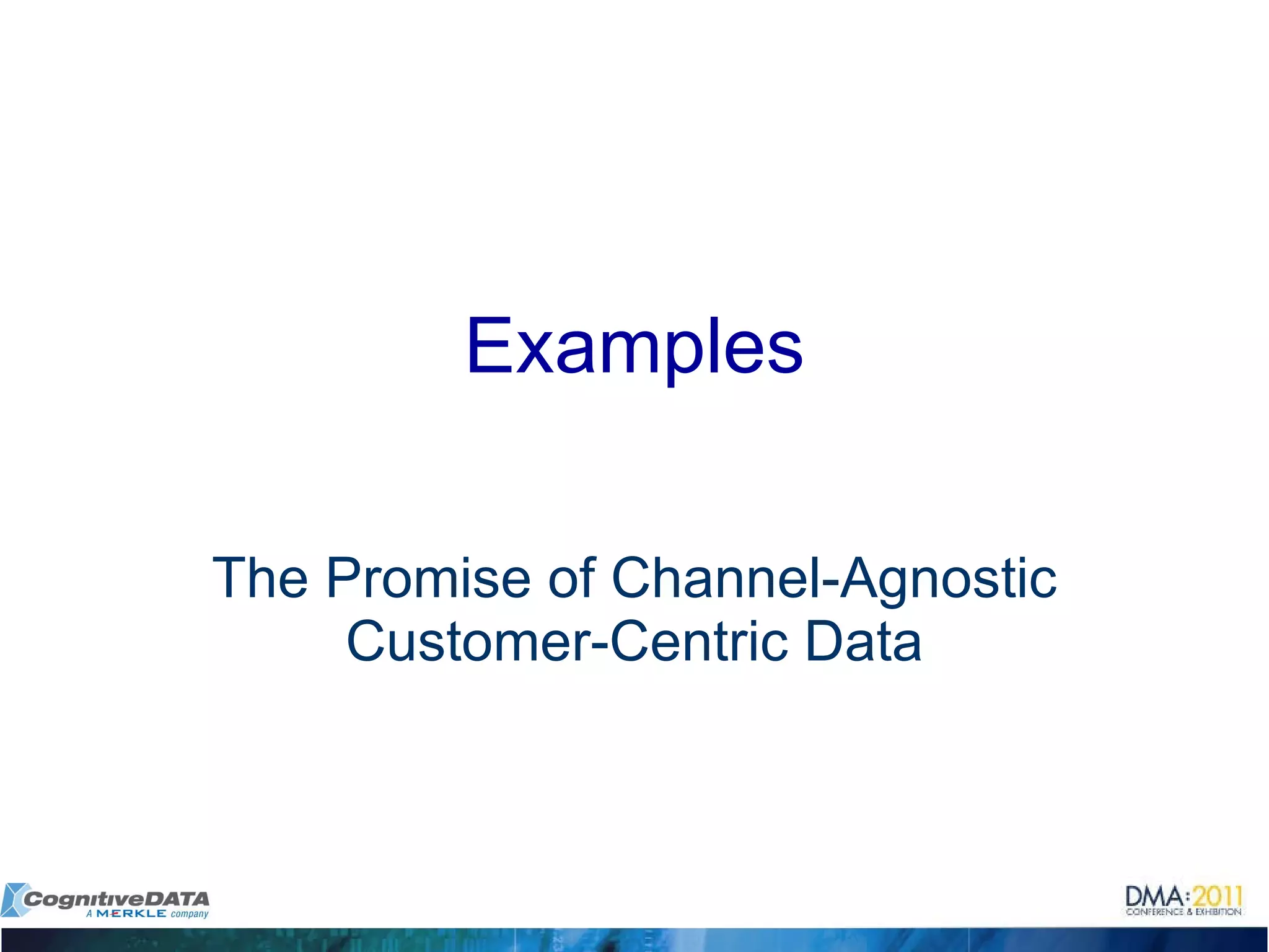 Examples The Promise of Channel-Agnostic Customer-Centric Data 