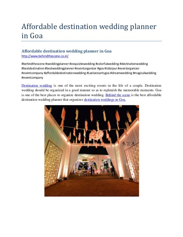 Affordable Destination Wedding Planner In Goa