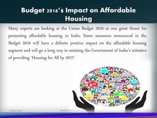 Affordable Housing - & its future in India | PPTX