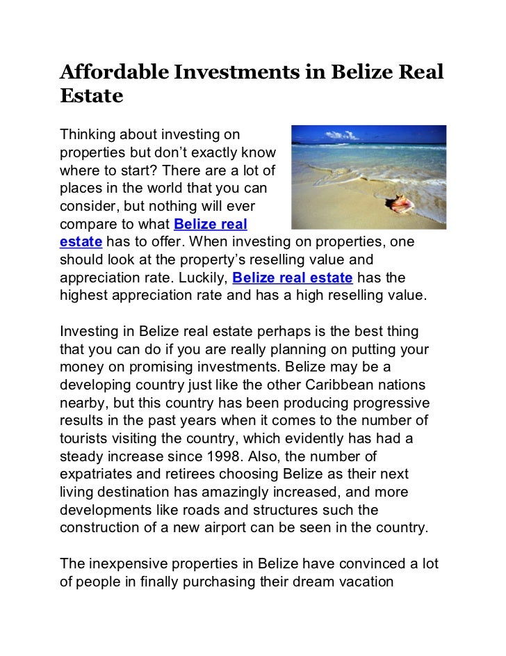 Affordable Investments in Belize Real Estate