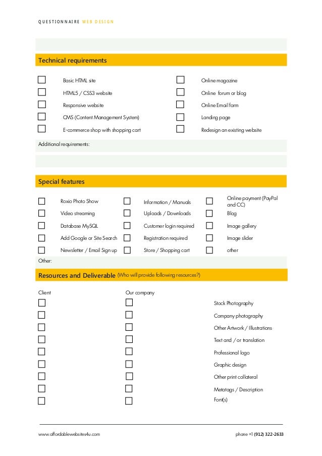 Web Design Questionnaire Fescar Innovations2019 Org