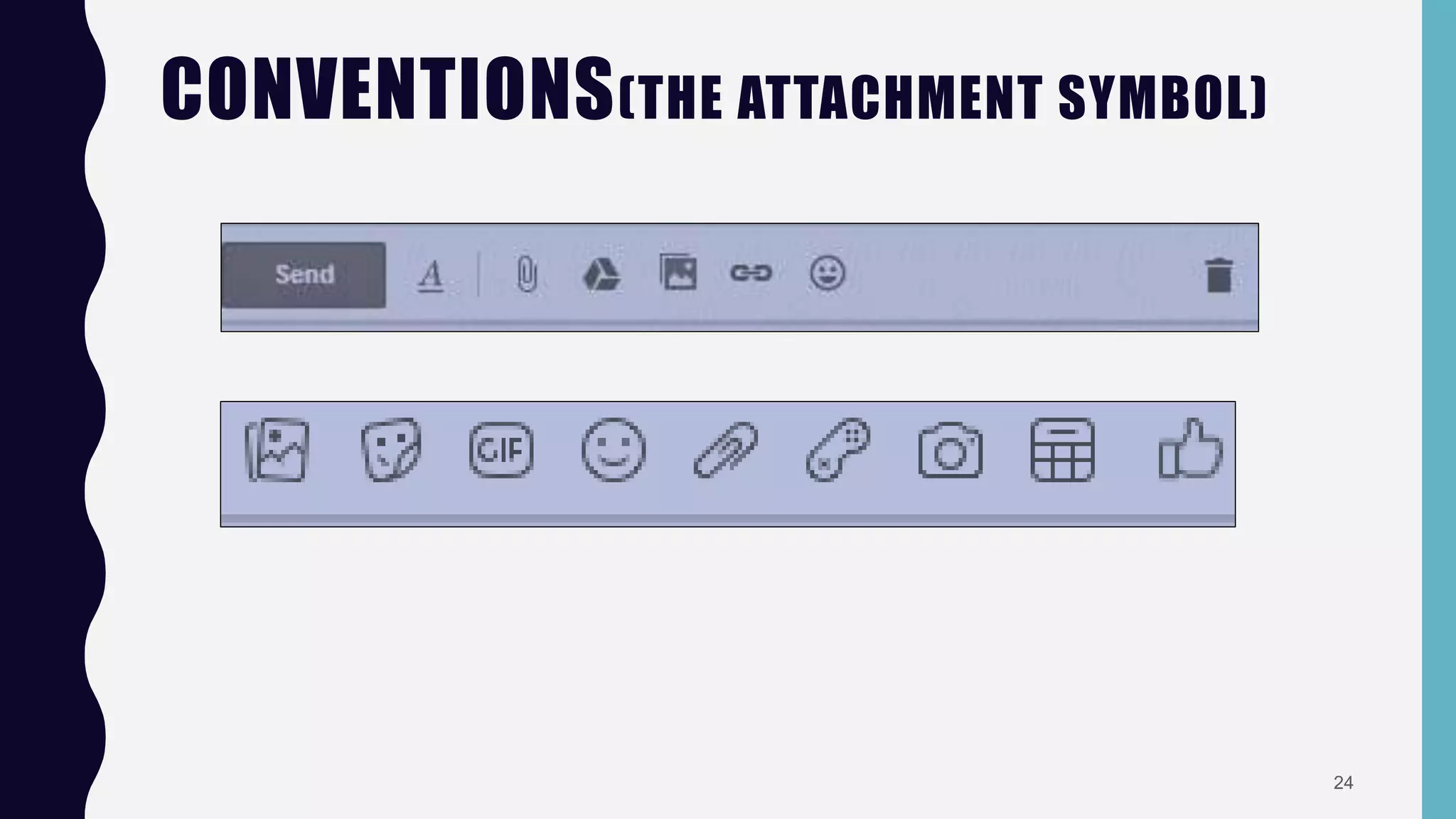 CONVENTIONS(THE ATTACHMENT SYMBOL)
24
 