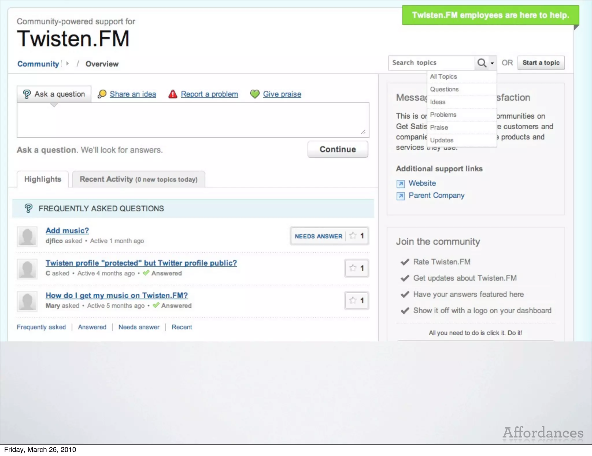 Aﬀordances
Friday, March 26, 2010
 