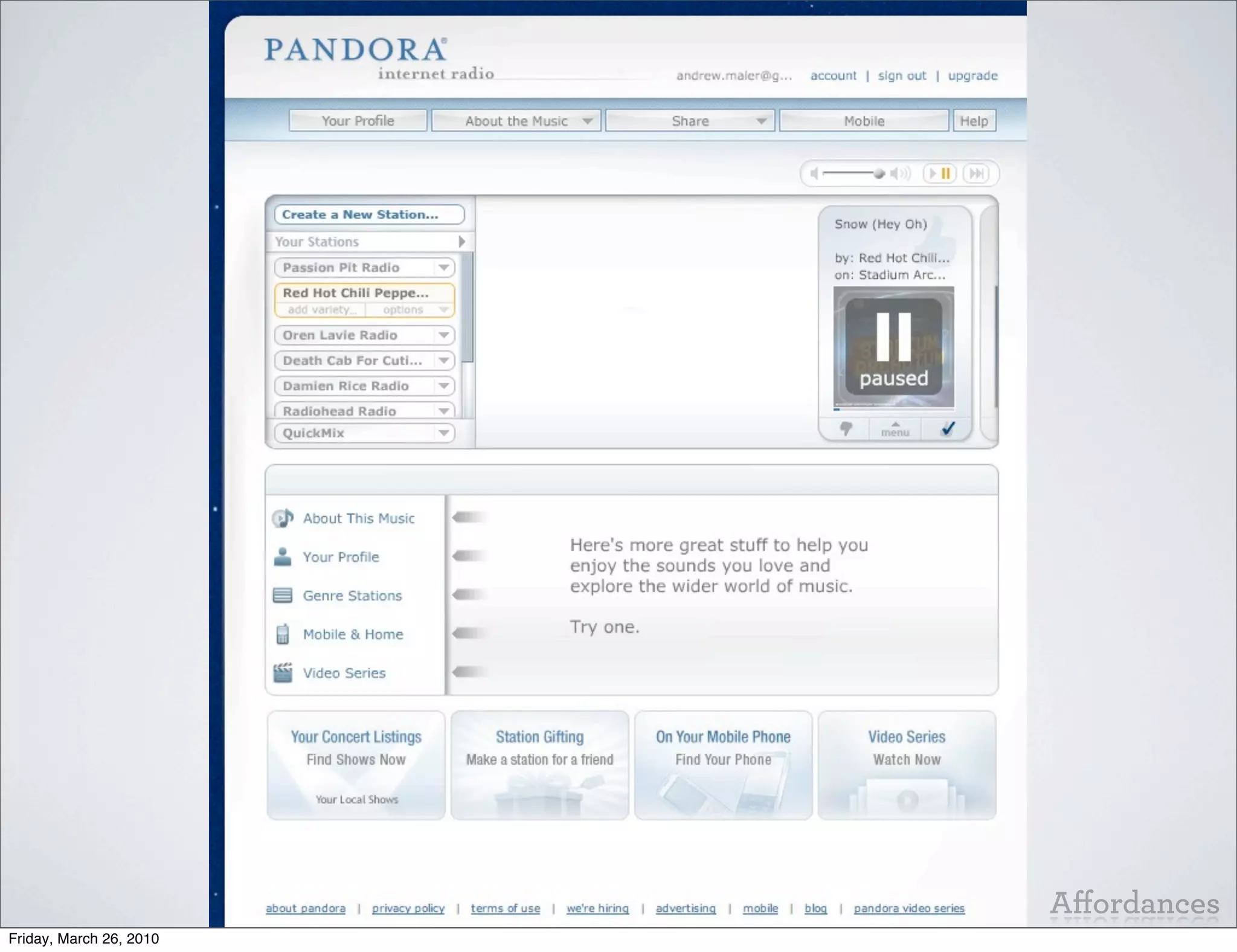 Aﬀordances
Friday, March 26, 2010
 