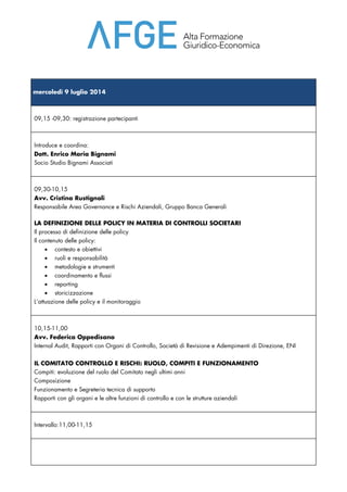 LA GOVERNANCE DEI CONTROLLI INTERNI | PDF