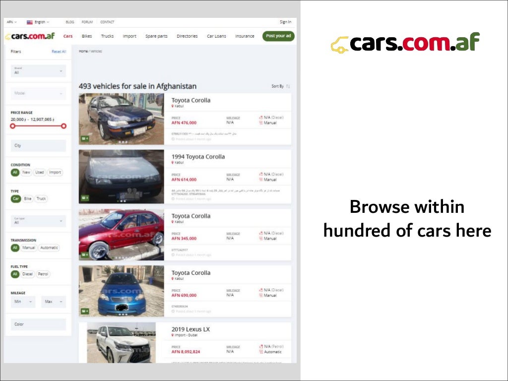 Buy Cars in Afghanistan with
