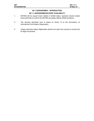 Afghanistan aip aerodromes part 1 | PDF