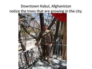 Downtown Kabul, Afghanistan notice the trees that are growing in the city. 