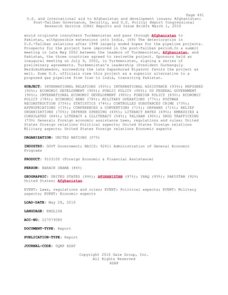 Attack on Afghanistan Formalised before 9/11: was Key to Unlock Route to Gas and Oil from Central Asian Republics.