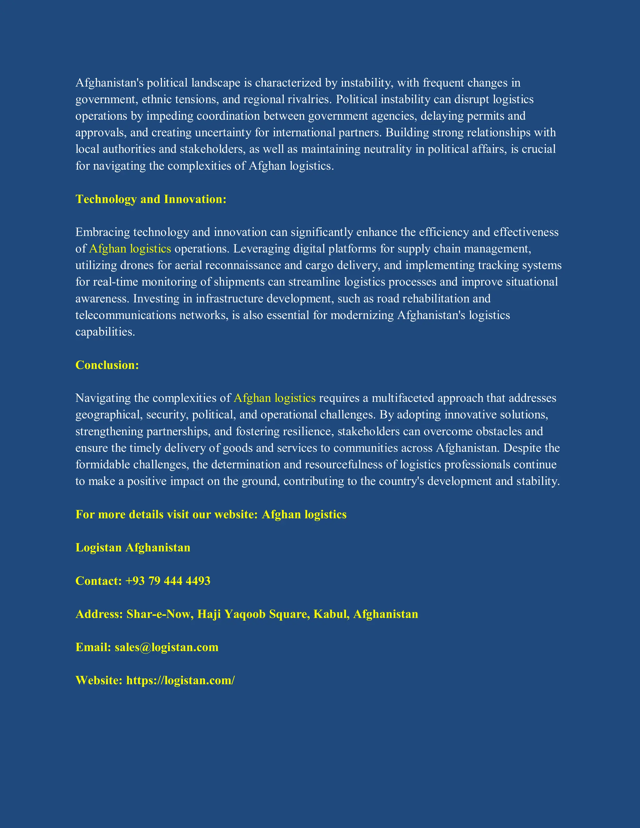 Logistics Rivalry Afghan Logistics_ Challenges and Solutions.pdf