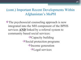 The Current Condition of Mental Health in Afghanistan: Integrating ...