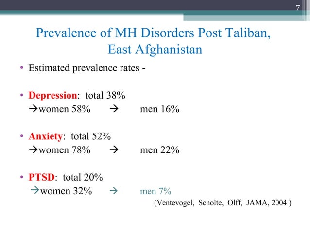 The Current Condition of Mental Health in Afghanistan: Integrating