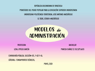 Modelos
Administración
de
 